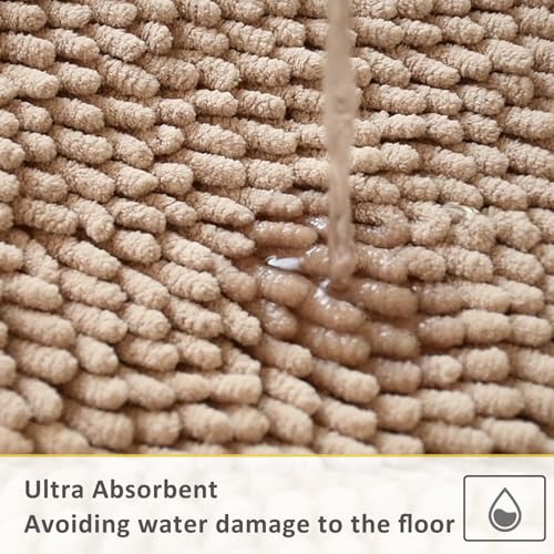 Bathroom Rug Set 3 Piece Non Slip Thick Chenille Absorbent Machine Washable M3487