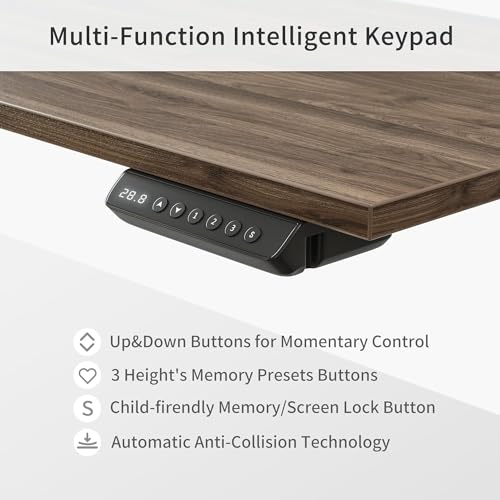 L Shaped Electric Standing Desk with File Cabinet, Black Walnut X736