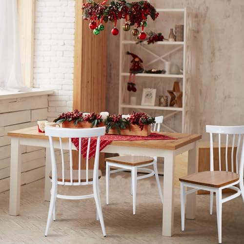 Heavy Duty Metal Dining Chair Set of 2, Stackable with Wood Seat, Black P999898