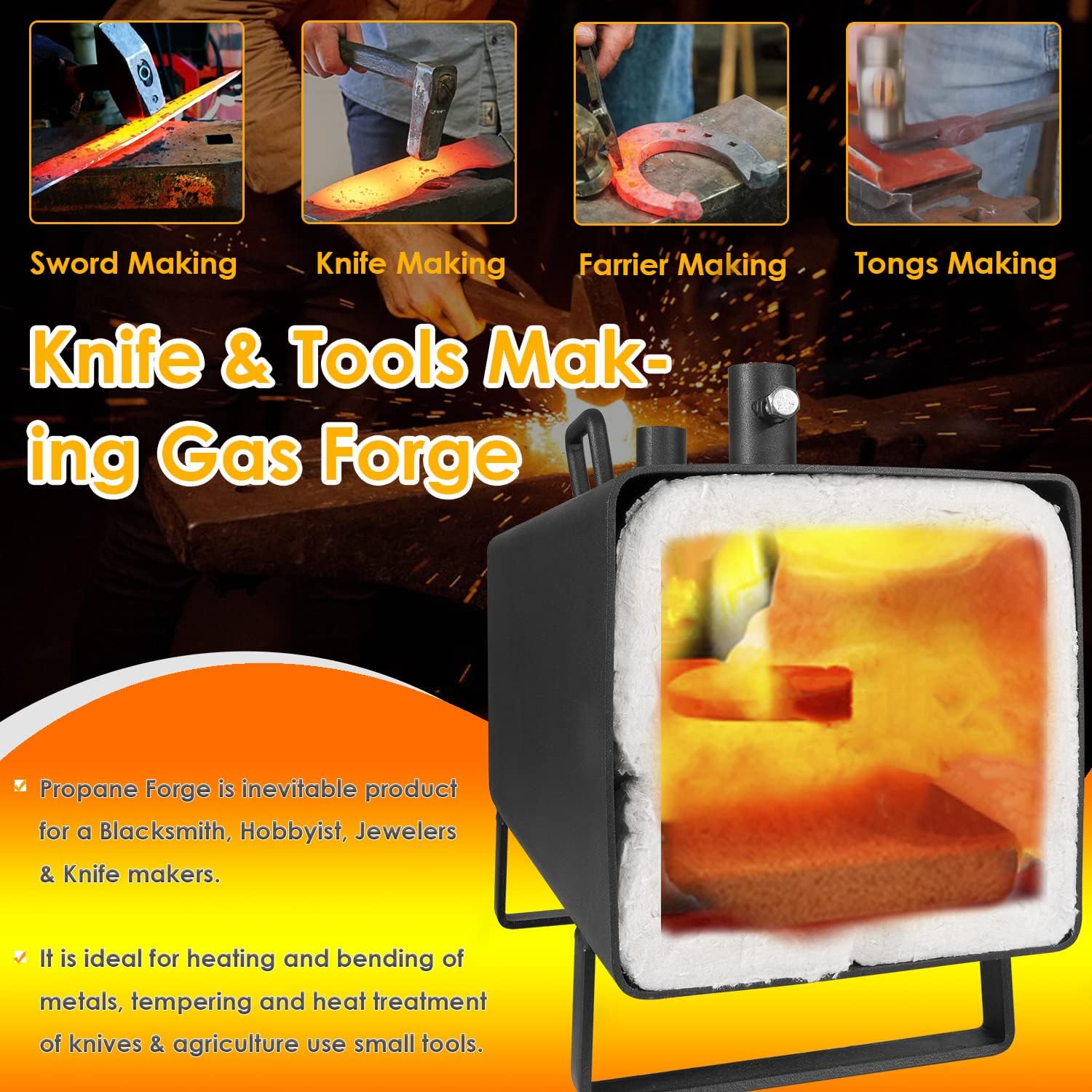 Propane Gas Forge Portable Double Burner Blacksmithing Forge C205000