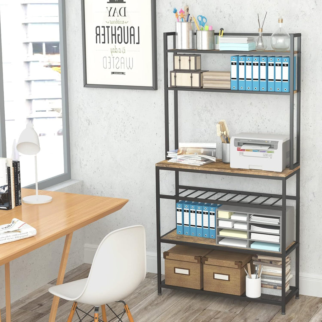 Industrial Kitchen Baker's Rack with Microwave Stand and Storage Shelf X194877