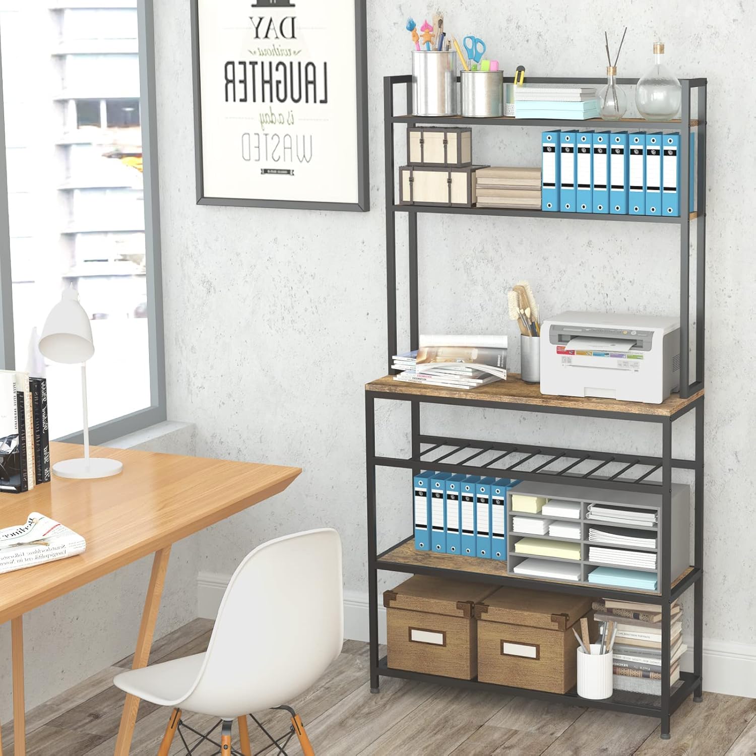 Industrial Kitchen Baker's Rack with Microwave Stand and Storage Shelf X194877