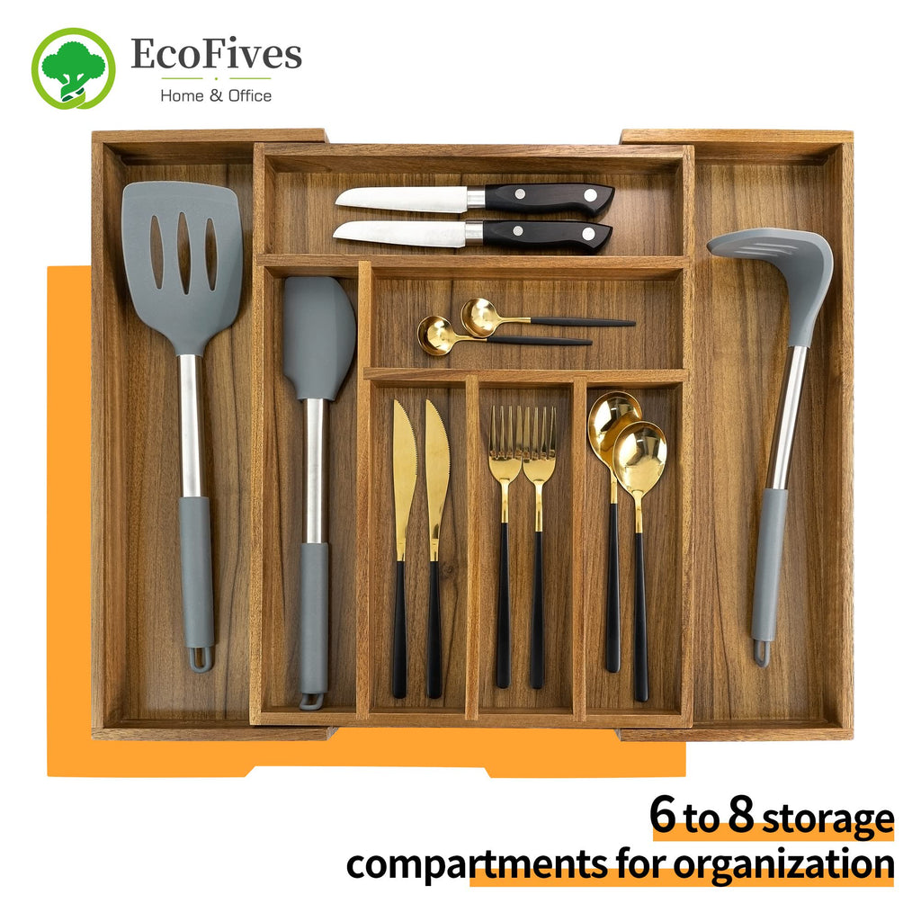 Cutlery Tray Organizer, Adjustable Kitchen Drawer Divider, 8 Compartment Utensil Holder N3759