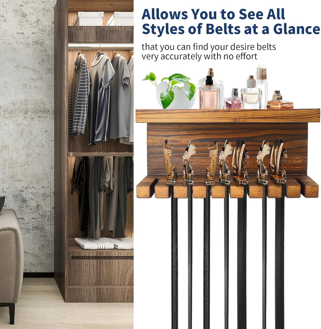 Belt Storage Organizer with Double Shelving Platform for Closet V84509