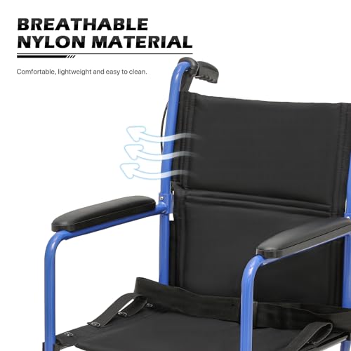 Lightweight Wheelchair for Adults with Locking Hand Brakes, Folding Back, 16 Inch Seat S3855