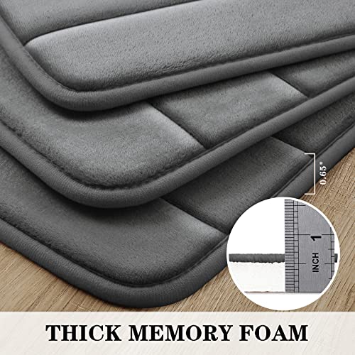 Black Memory Foam Bathroom Rug Set 3 Piece Non Slip Absorbent Shaggy Mats V3549