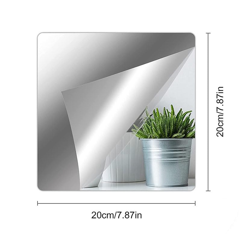 Acrylic Mirror Tiles 20x20cm Self Adhesive Wall Decor C125417