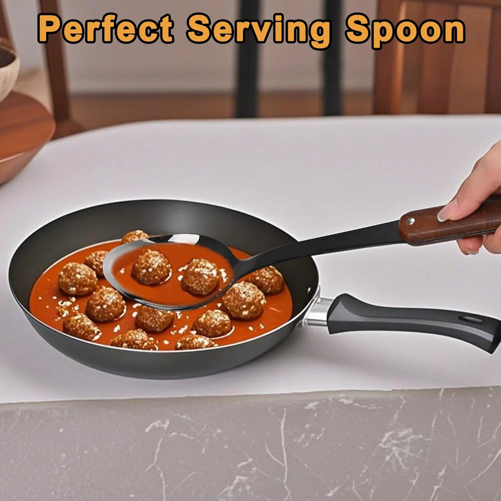 Stainless Steel Cooking Utensils Set, 6 Pieces with Wooden Handles D80852
