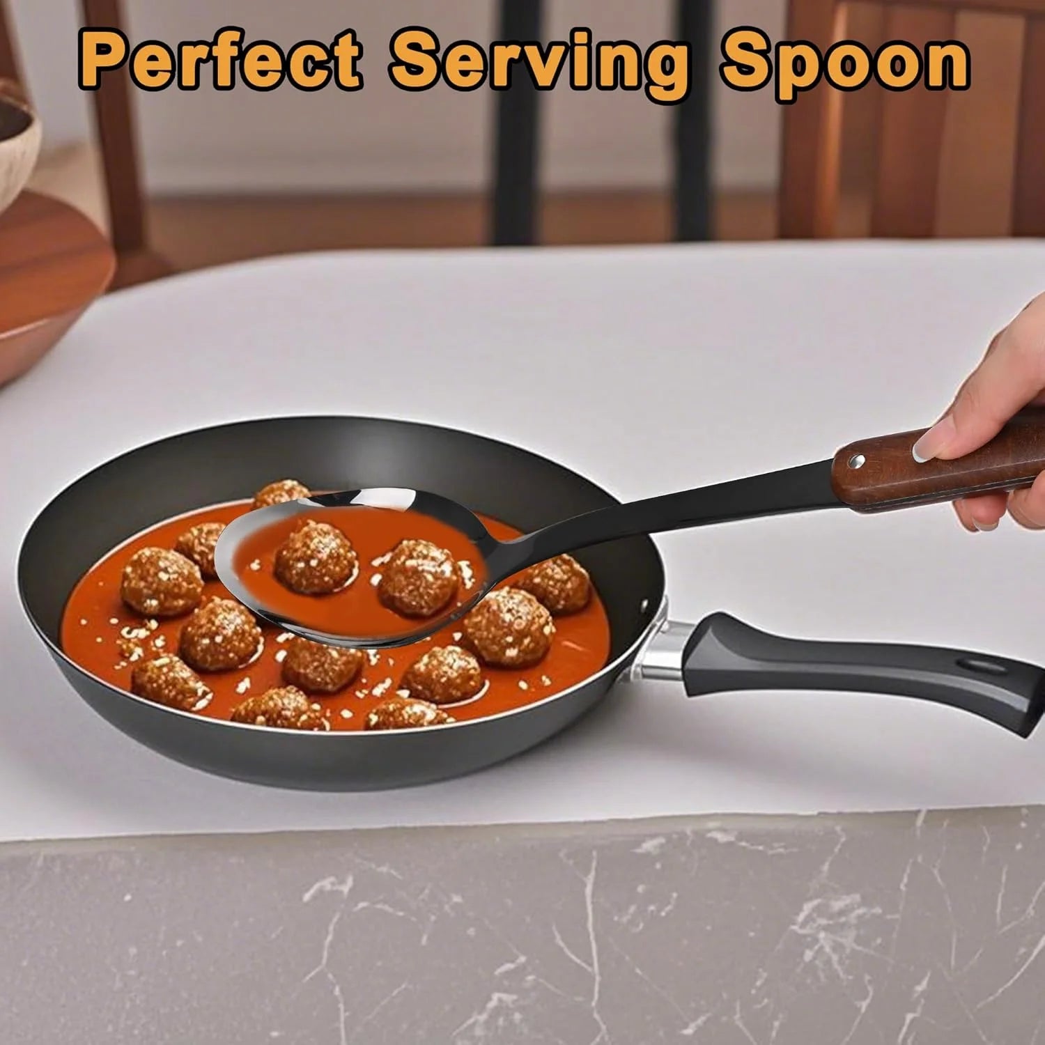 Stainless Steel Cooking Utensils Set, 6 Pieces with Wooden Handles D80852