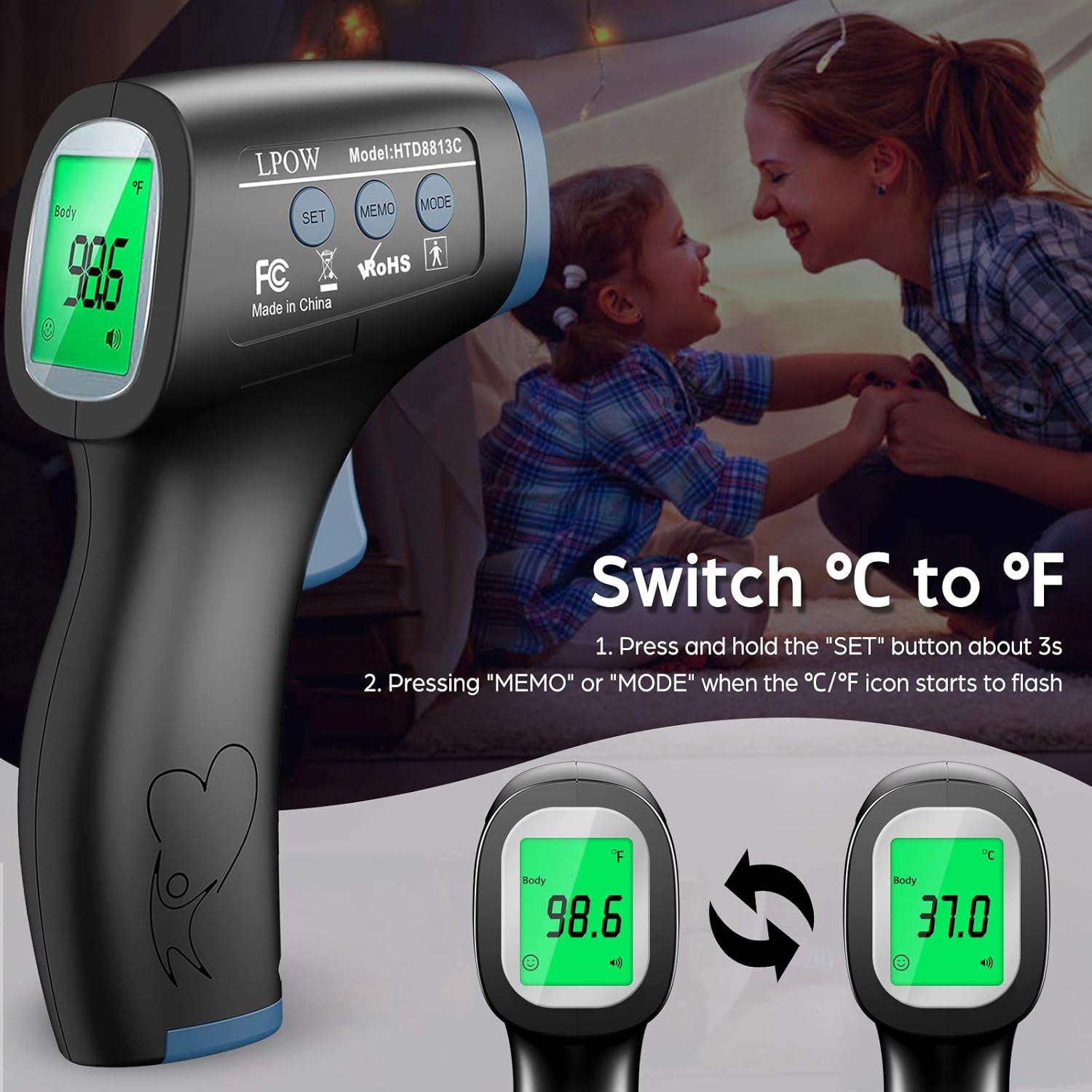 Touchless Infrared Thermometer for Adults, Kids, and Home Use U164704