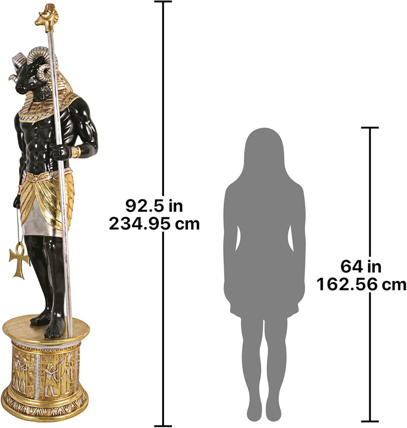 Life-Size Khnum Statue Atop Temple Column Mount M630