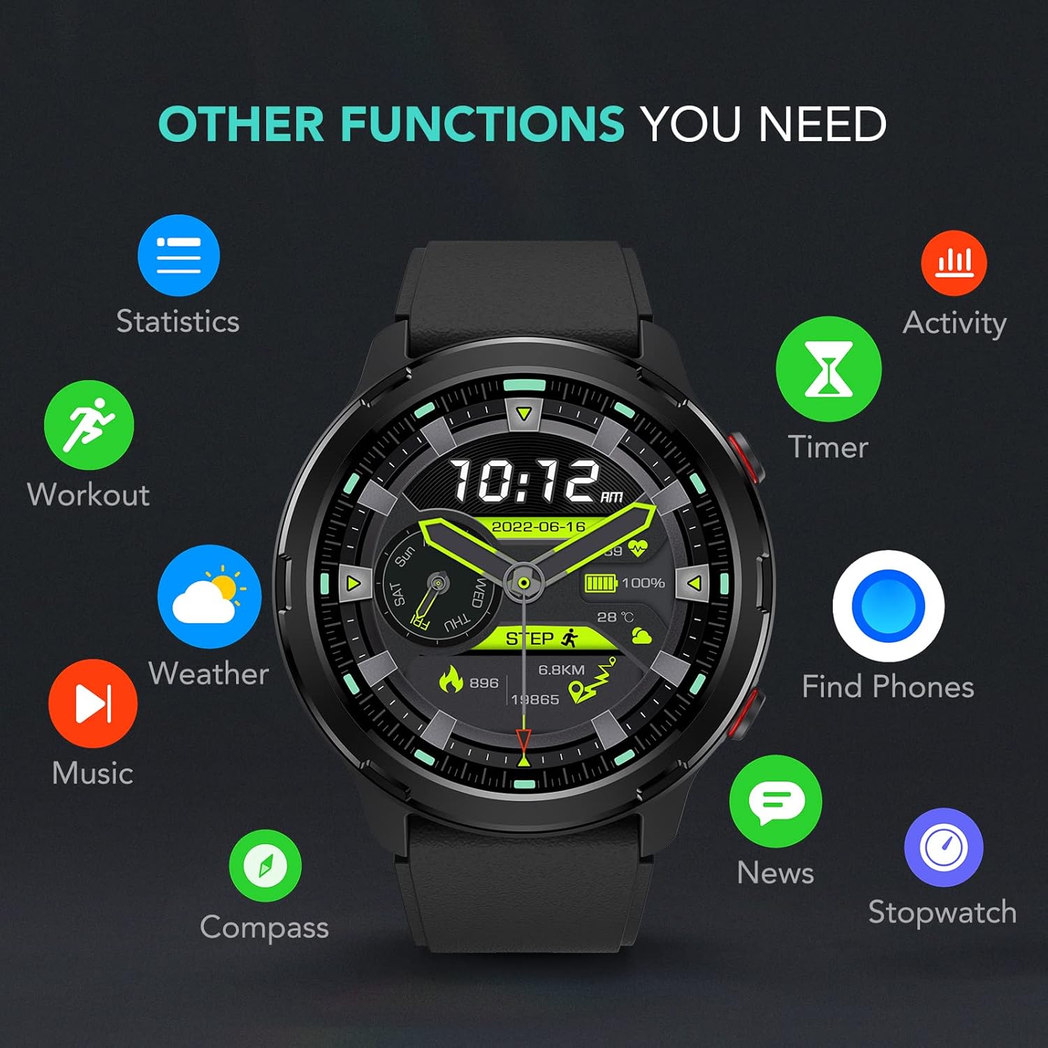 Smart Watch with GPS, Fitness Tracker, Heart Rate & Sleep Monitor U86893