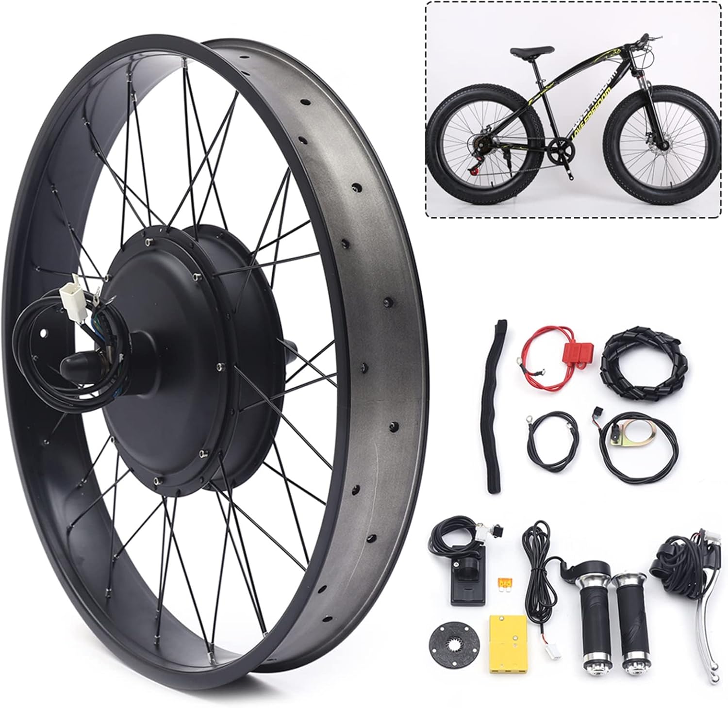 26" 48V 1500W Rear Wheel Electric Bike Conversion Kit with LCD Display A3213
