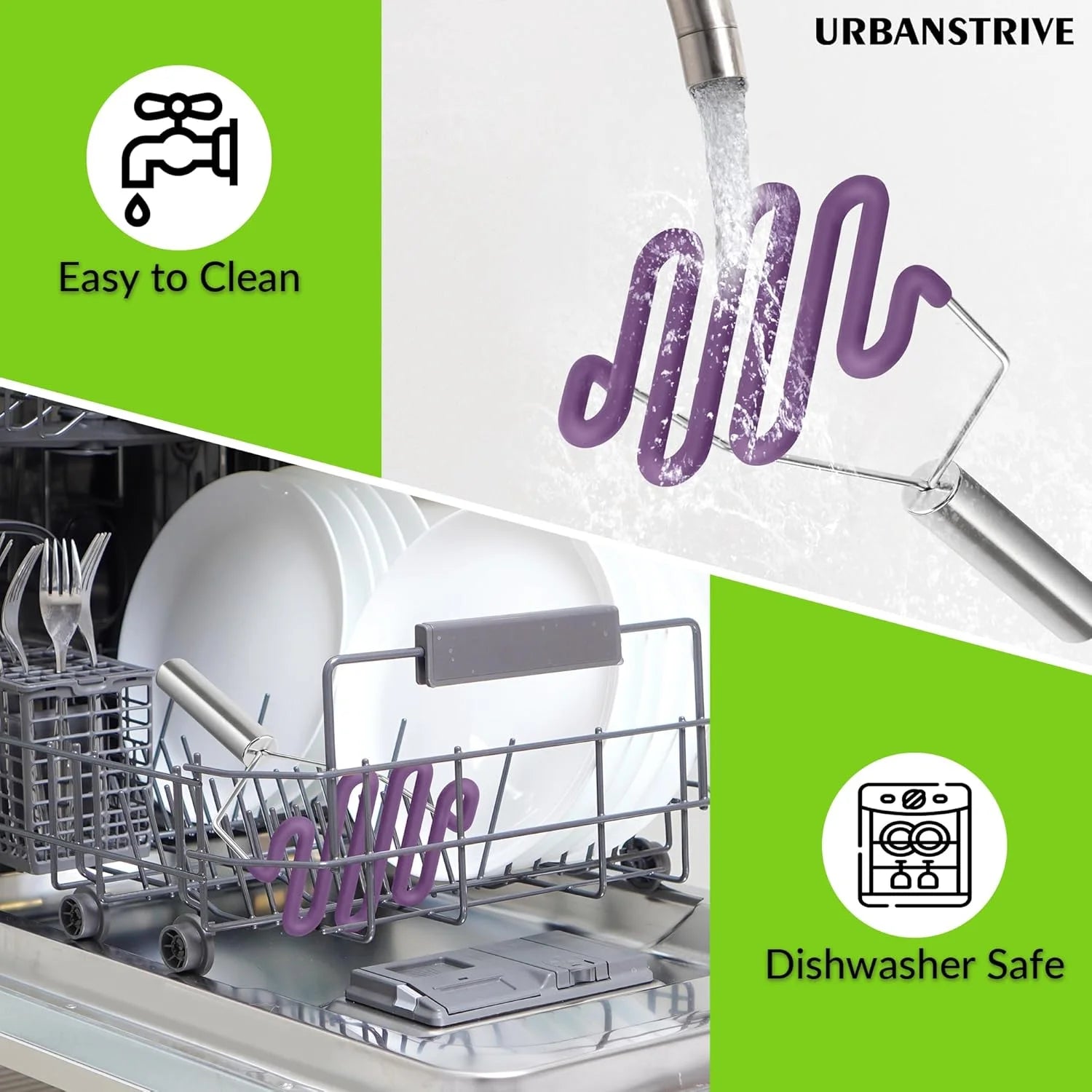 Silicone potato masher with stainless steel core J90741