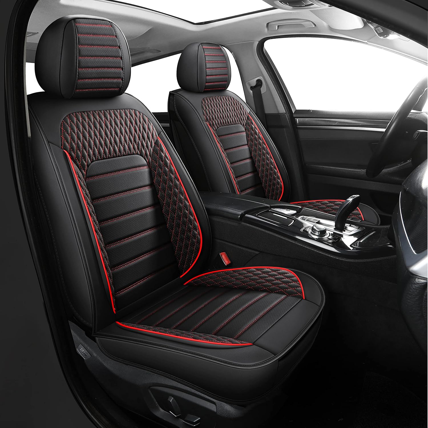 Universal Car Seat Covers Faux Leather Full Set Front Only Grey D827