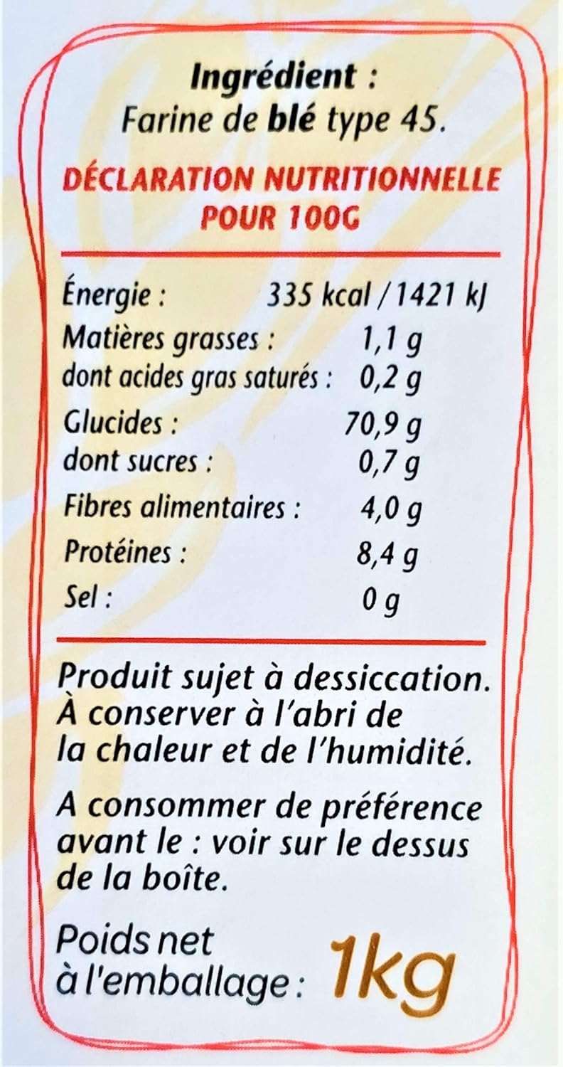 French T45 Supreme Wheat Flour, 2kg (2 Pack) B14216