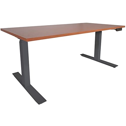 Adjustable Sit Stand Desk 60 x 30 Cherry Wood Finish M3403