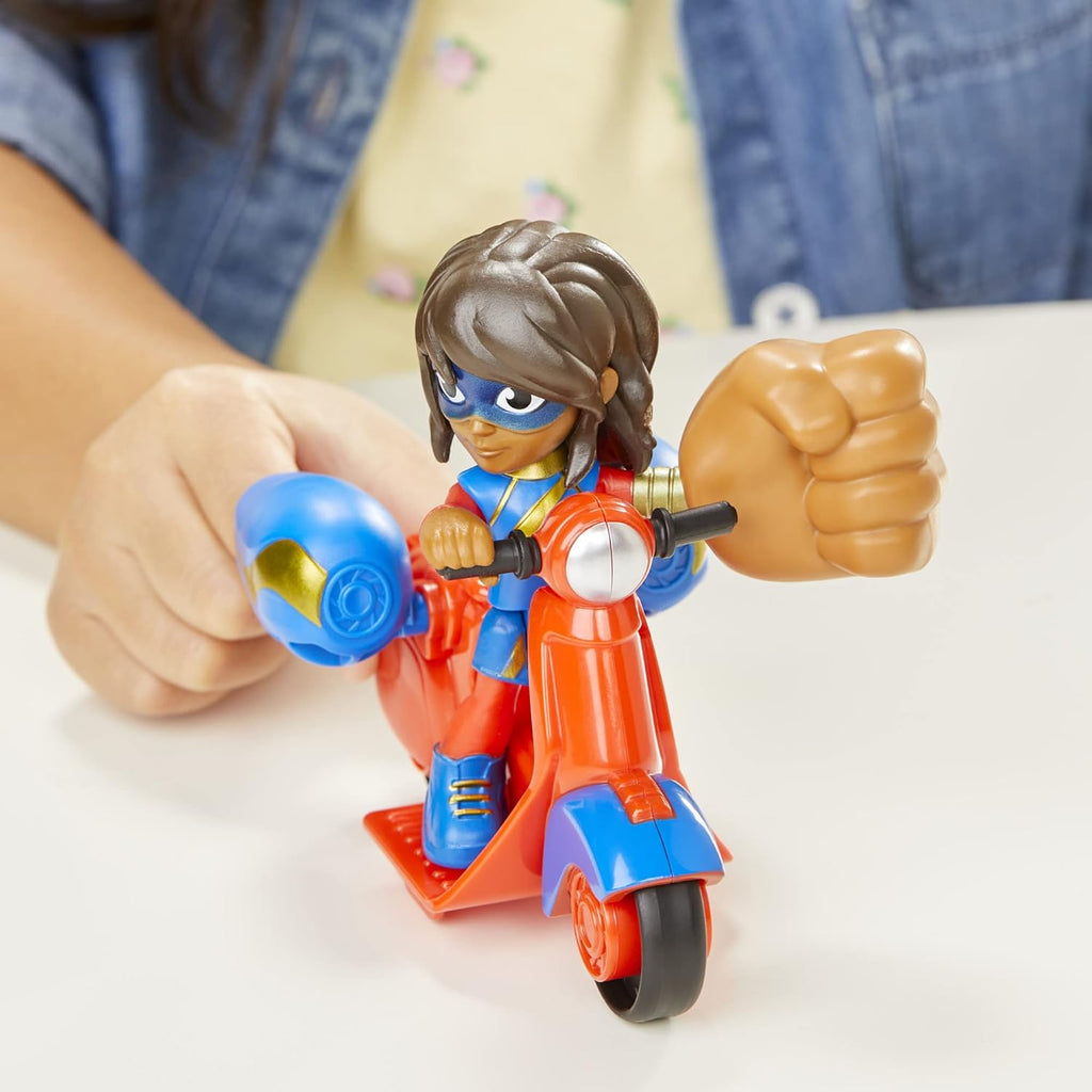 Marvel Ms. Marvel Action Figure and Embiggen Bike Vehicle, Preschool Toy for Kids Ages 3 and Up I585810