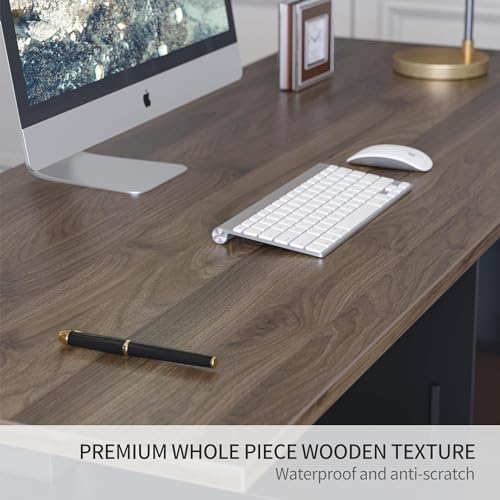 L Shaped Electric Standing Desk with File Cabinet, Black Walnut X736