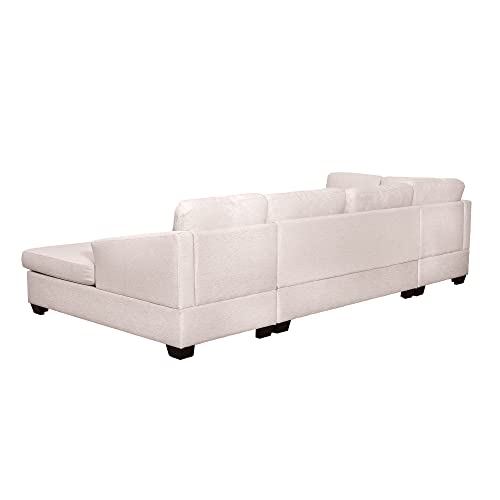 U-Shape Sectional Sofa with Double Chaise Lounge, Beige M3067