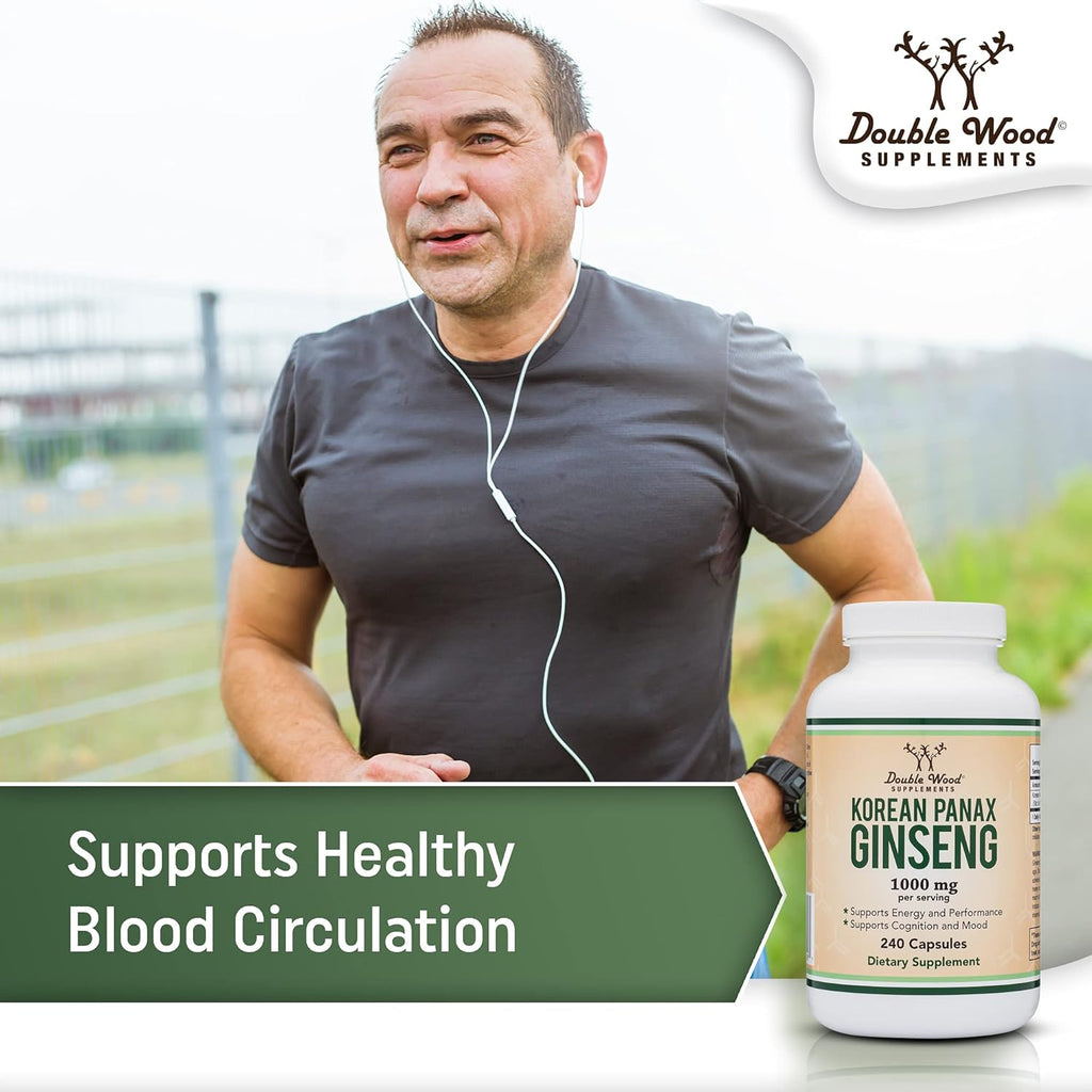 Korean Red Ginseng Extract Capsules 1000mg, 240 Vegan Capsules B3039