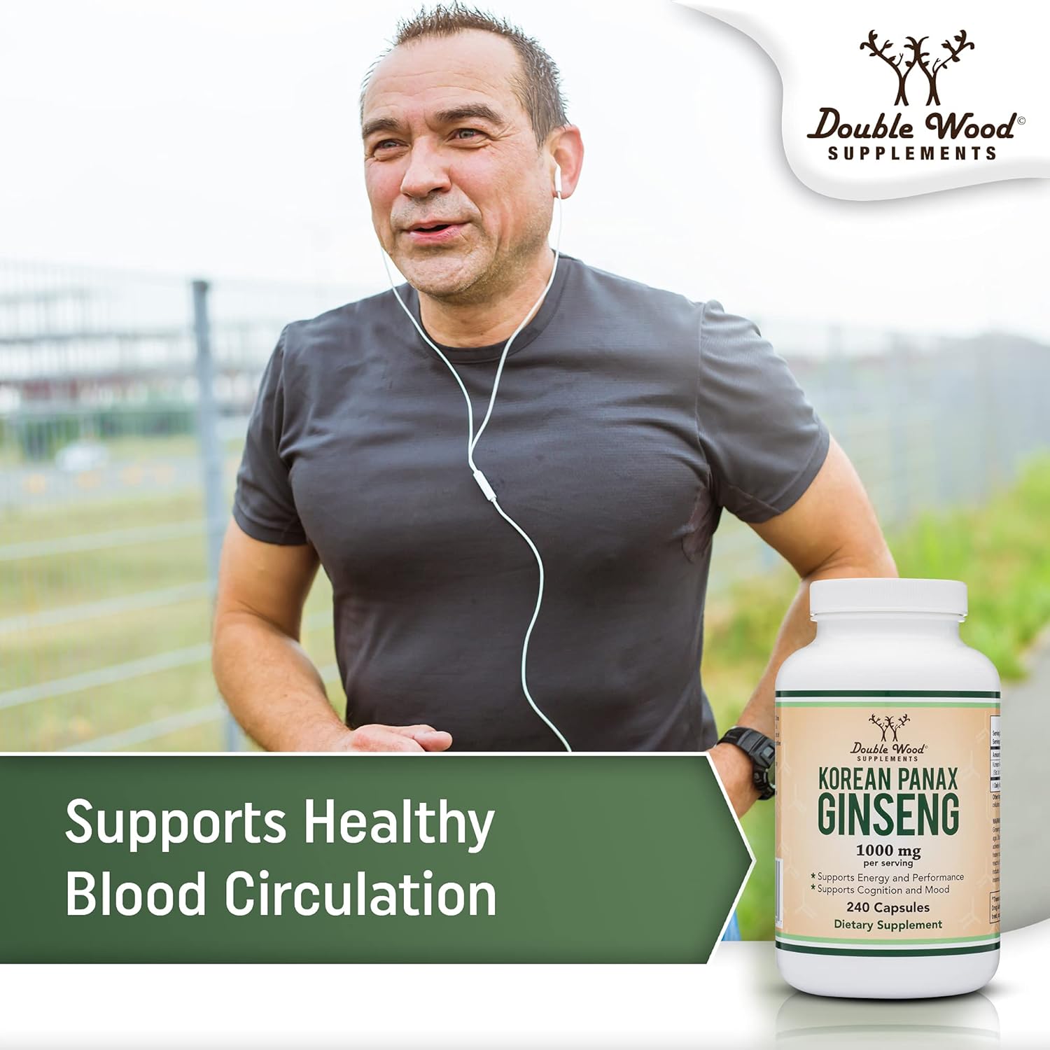 Korean Red Ginseng Extract Capsules 1000mg, 240 Vegan Capsules B3039