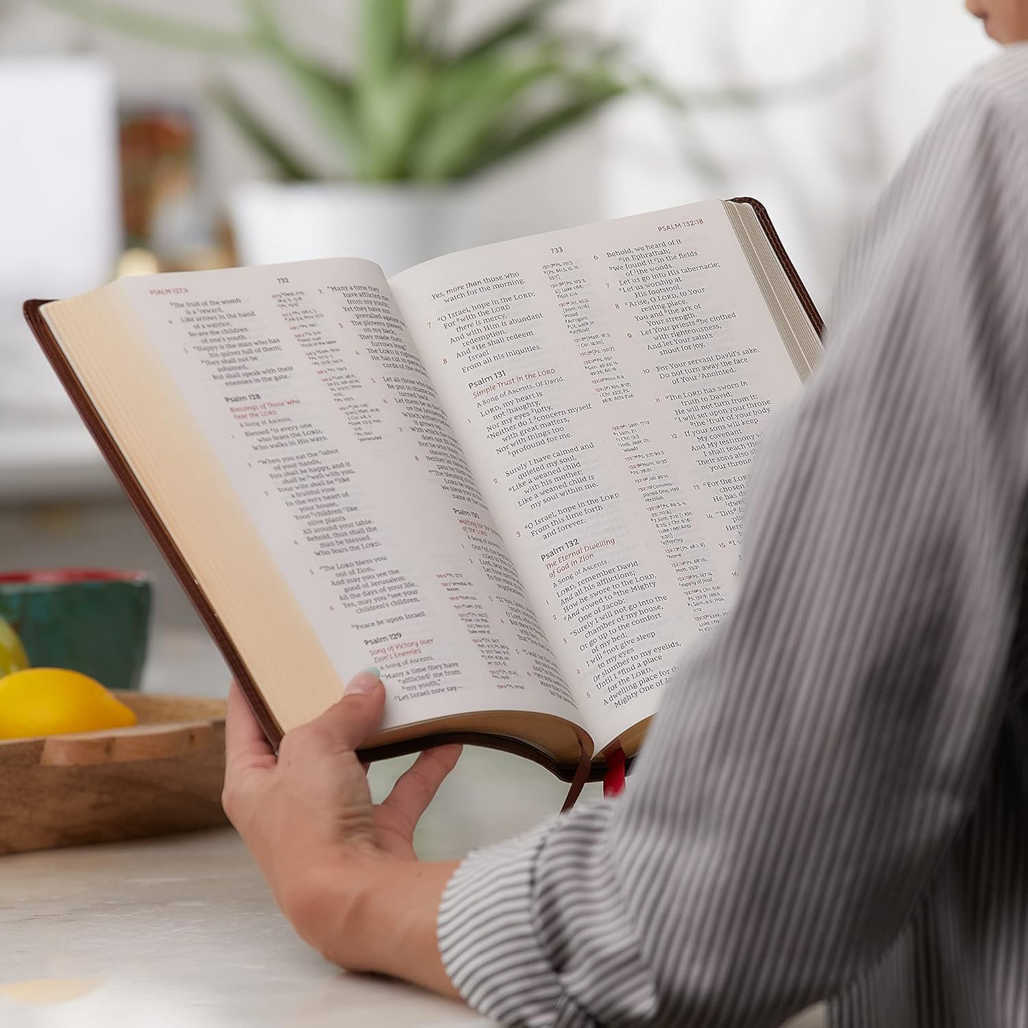 Reference Bible, Center-Column, Premium Goatskin Leather, Black, Red Letter Q11760