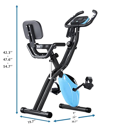 2 in 1 Recumbent and Upright Exercise Bike, 16-Level Magnetic Resistance, Foldable D363