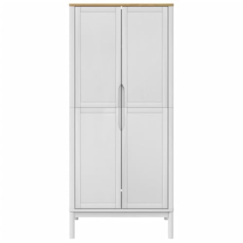 Wooden Wardrobe Closet with Doors, Solid Pine Storage Cabinet K816958