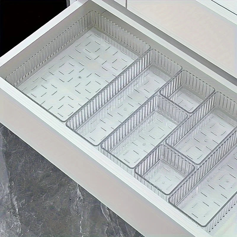 Clear Drawer Organizers Set, Plastic Storage Bins for Makeup, Bathroom and Kitchen K755500
