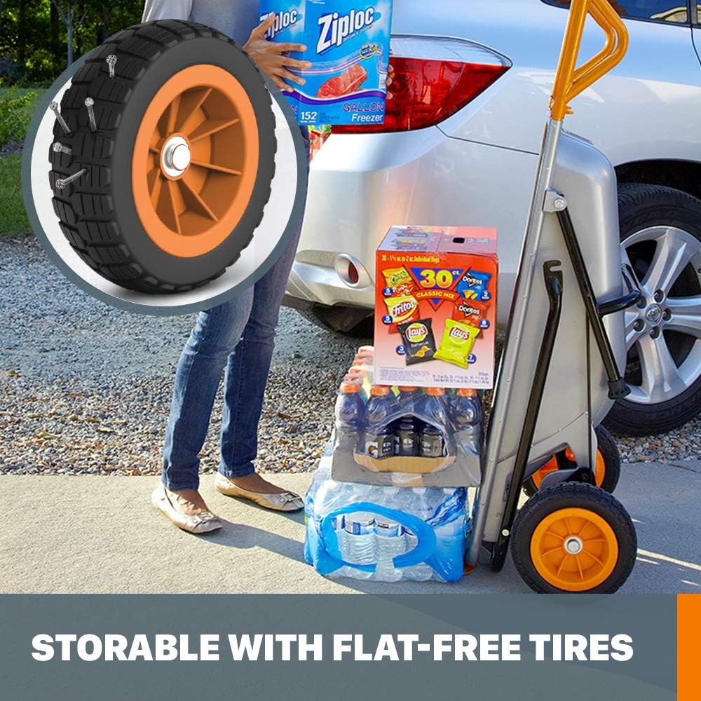 8-in-1 Wheelbarrow Yard Cart Dolly with Firewood Carrier, Orange Q812389