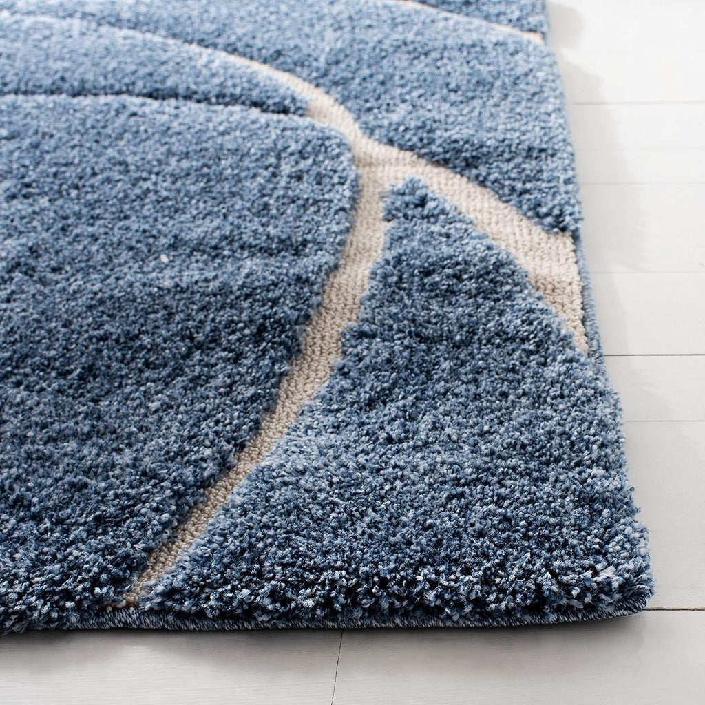 Shag Area Rug - 8'6" x 12', Light Blue & Cream, Non-Shedding, Easy Care S62821