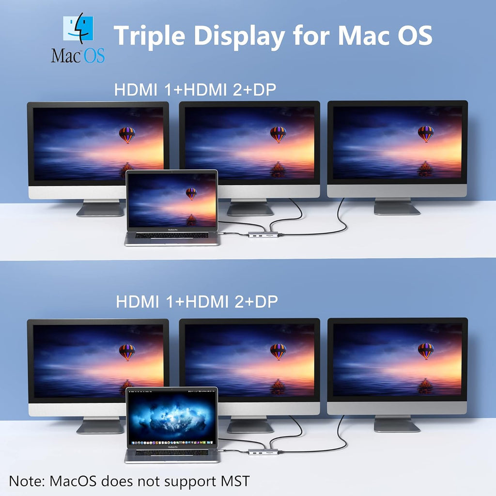 9-in-1 USB C Dual HDMI Docking Station with DisplayPort, 87W PD, SD Card Reader E968237