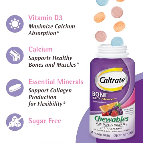 Calcium Vitamin D3 Chewable Supplement, Cherry Orange Fruit Punch, 60 Count W6644
