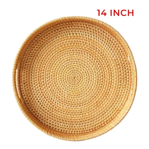 Round Serving Tray with Cut Out Handles for Home Decor A824