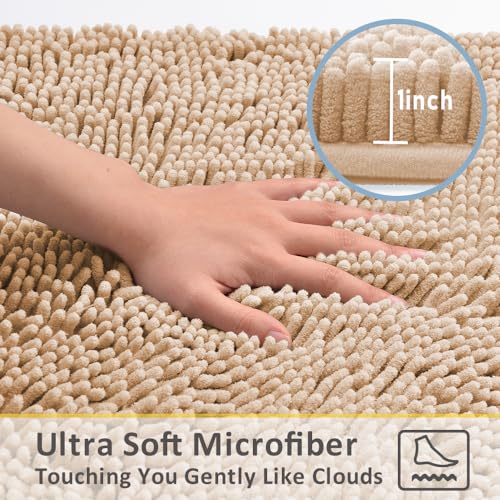 Bathroom Rug Set 3 Piece Non Slip Thick Chenille Absorbent Machine Washable M3487