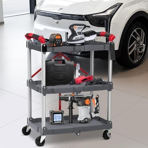 Foldable Utility Cart with Wheels, 3-Tier T7334