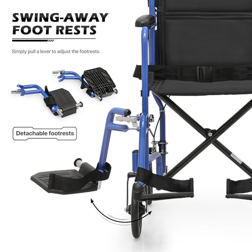 Lightweight Wheelchair for Adults with Locking Hand Brakes, Folding Back, 16 Inch Seat S3855