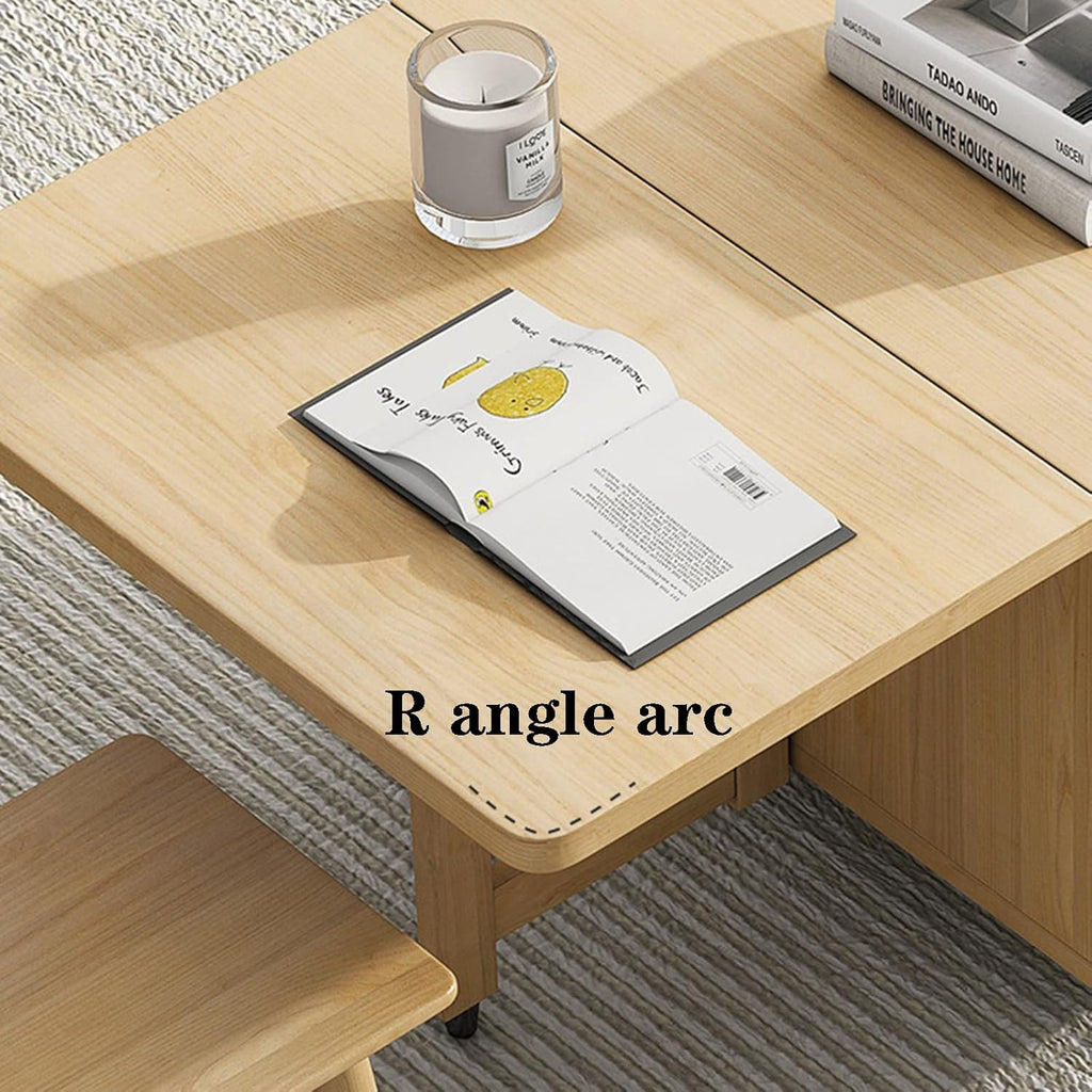 Folding Coffee Table with Rollers, Solid Wood Drop-Leaf Design Z606