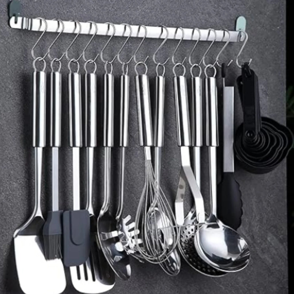Stainless Steel Kitchen Utensils Set with Holder Rack, 38 Pieces W132747