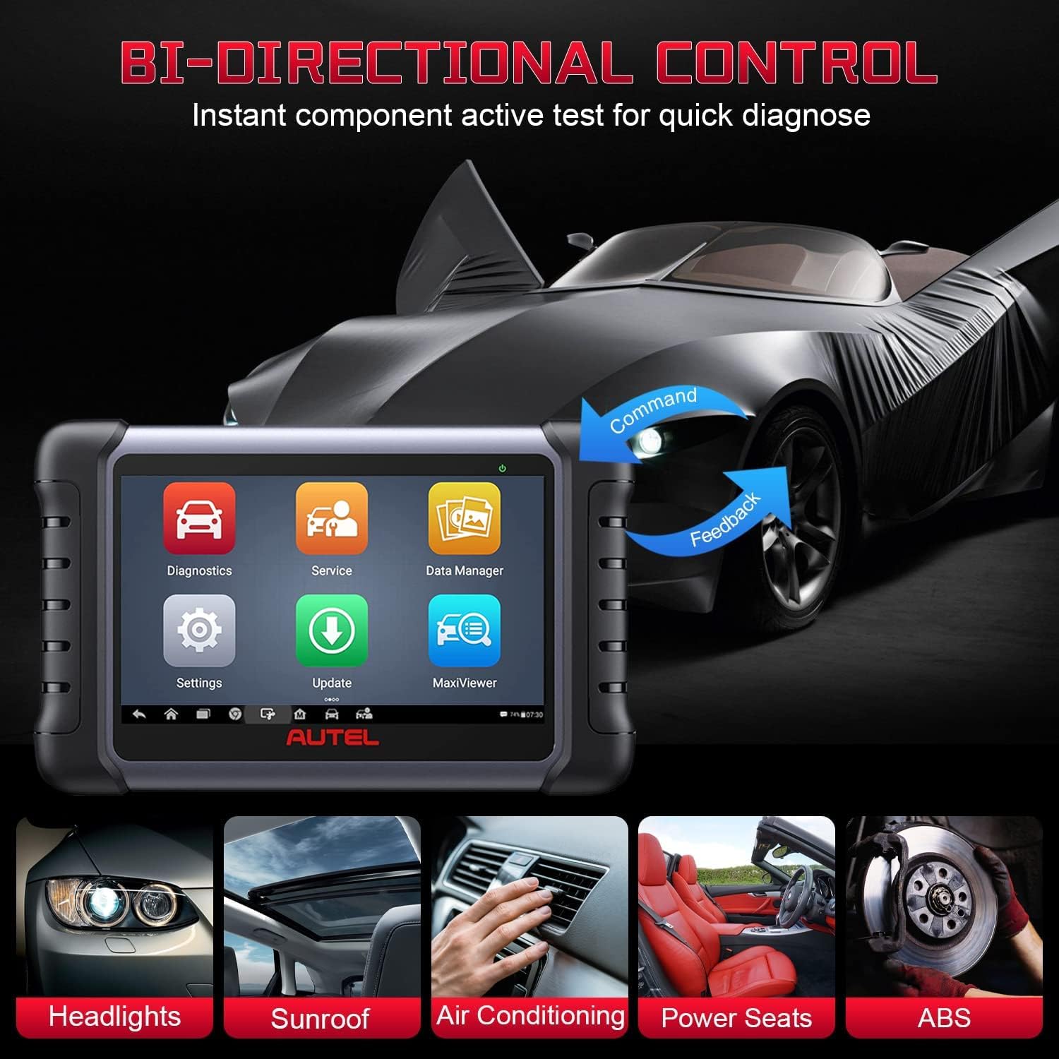 Bidirectional OBD2 Scanner with Active Testing, 28+ Service Functions F118