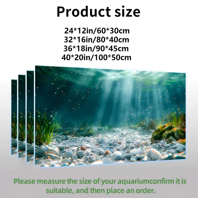 3D Aquarium Background Sticker, Pre-Cut, Reusable Adhesive, Underwater Scene with Sunlight Effect, Fish Tank Decor Z5707