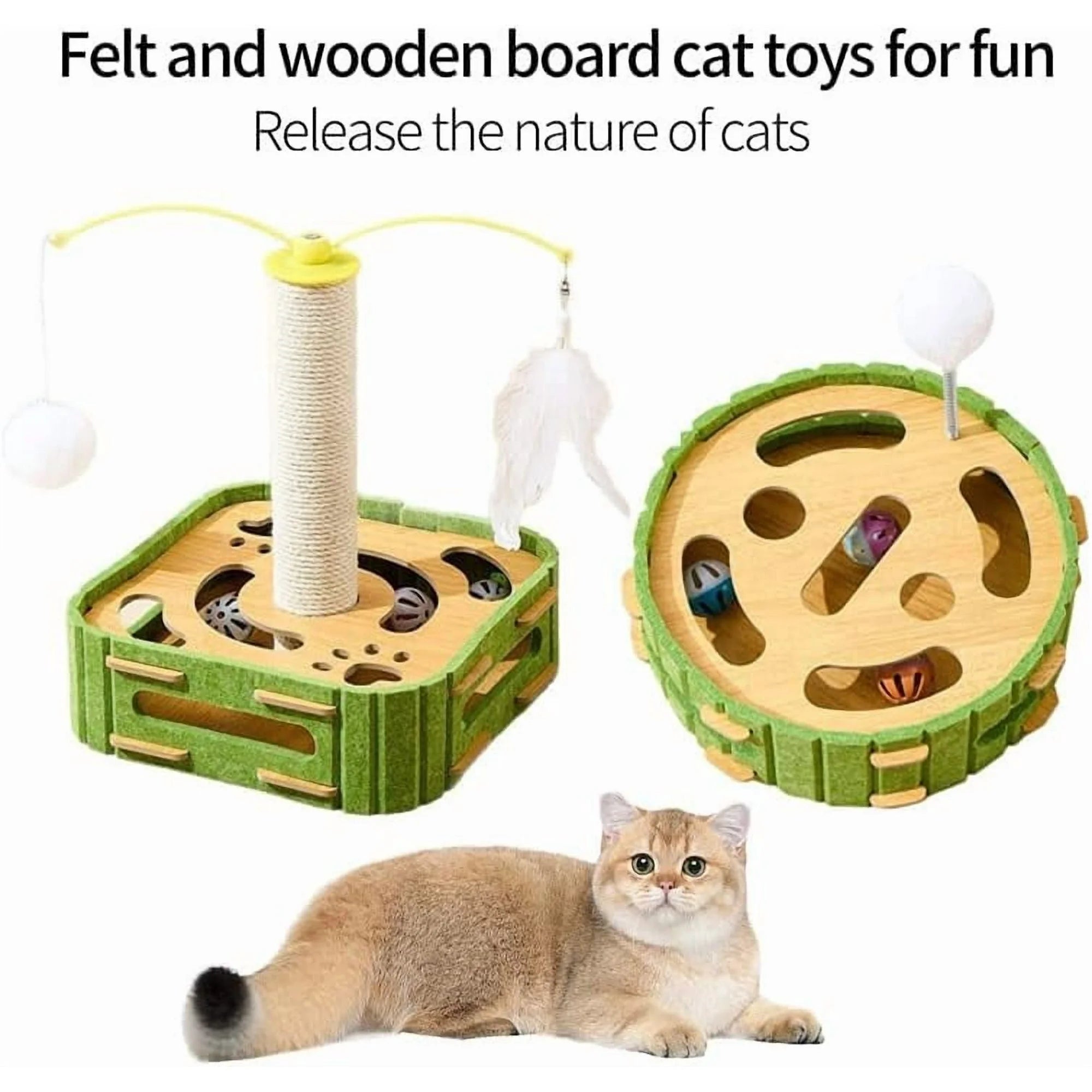 Cat Nail File Scratcher Box, Interactive Puzzle Toy for Indoor Cats Q178