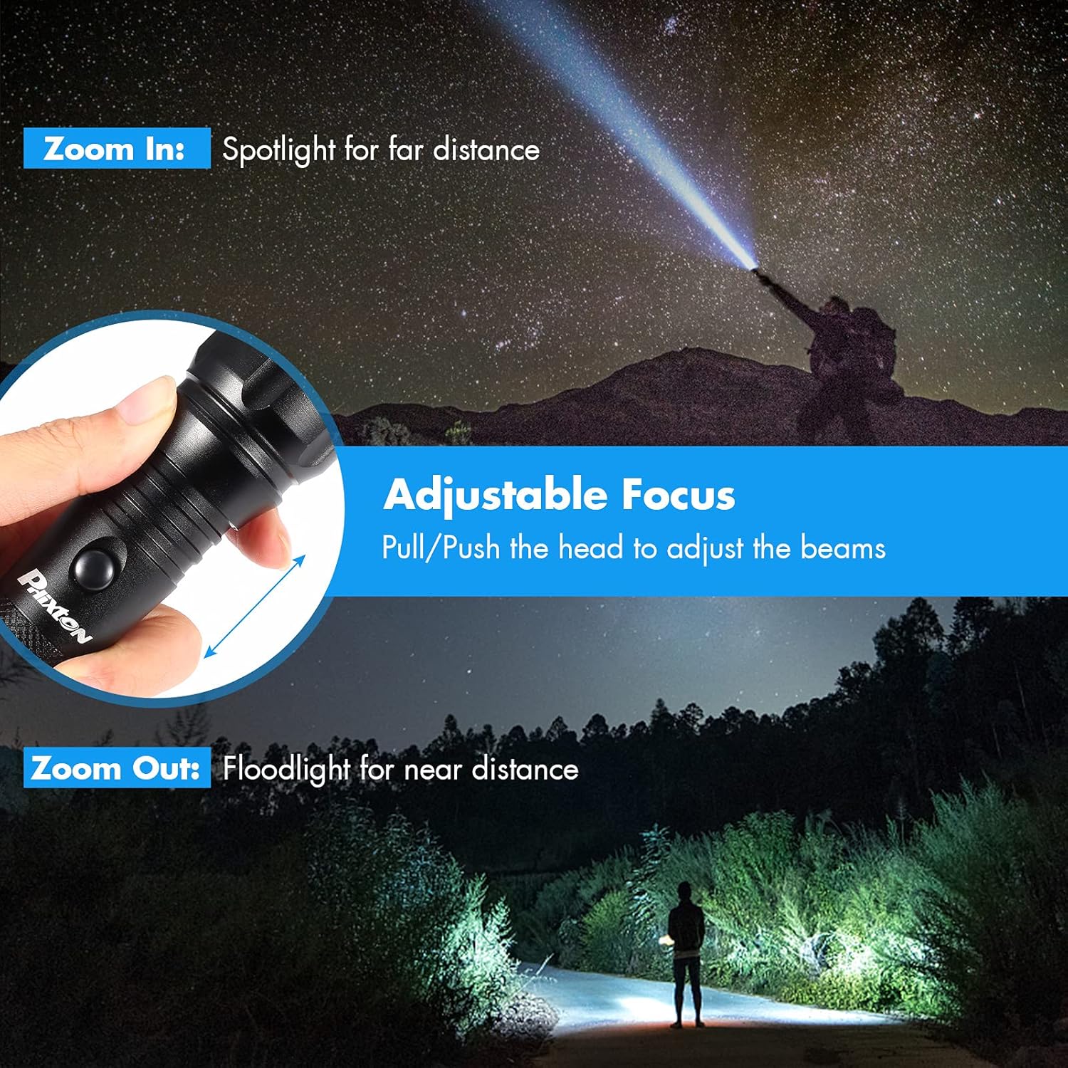 Rechargeable Tactical Handheld Flashlight, 5000 Lumen, Zoomable, Waterproof W23159