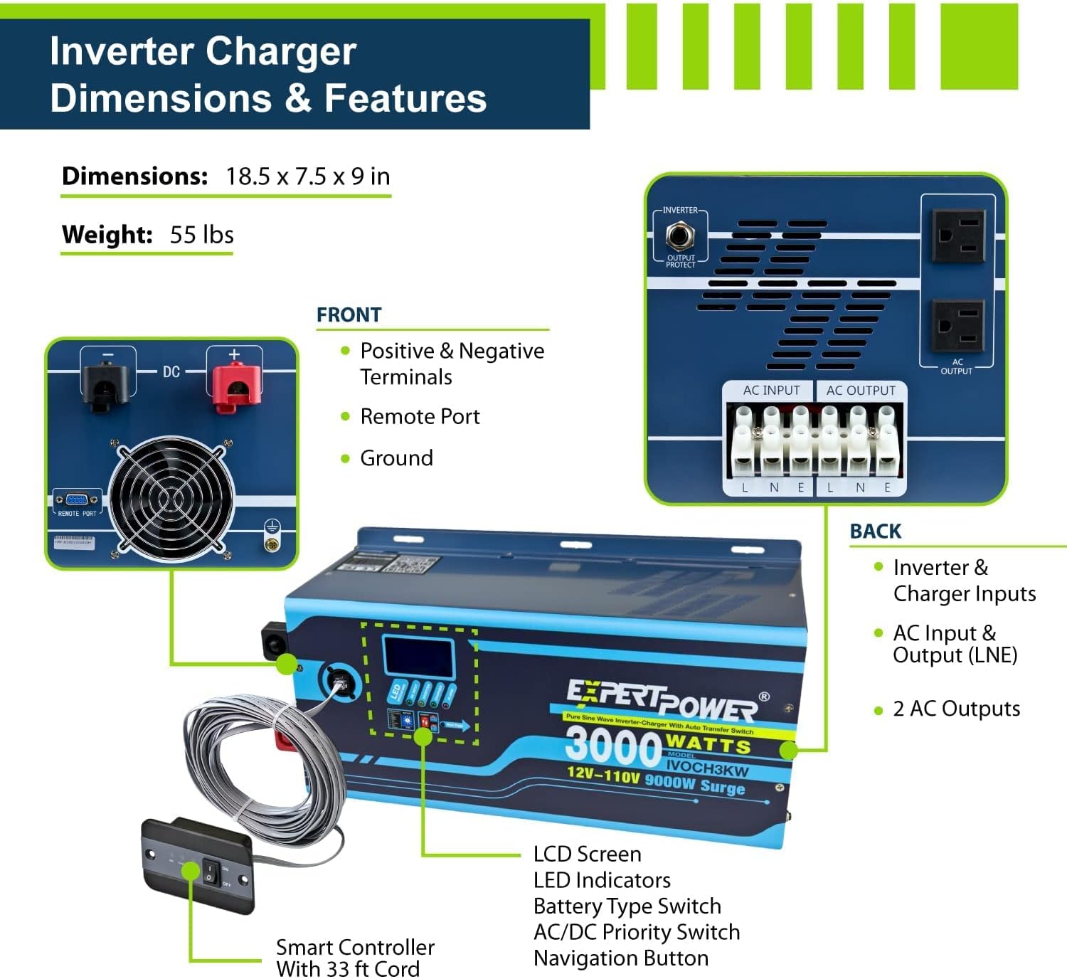 12V 100Ah LiFePO4 Solar Power Kit with 400W Panels and 3KW Inverter C533