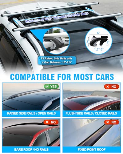 Roof Rack Cross Bars 55" Aluminum, Adjustable, 200 lbs Capacity U144