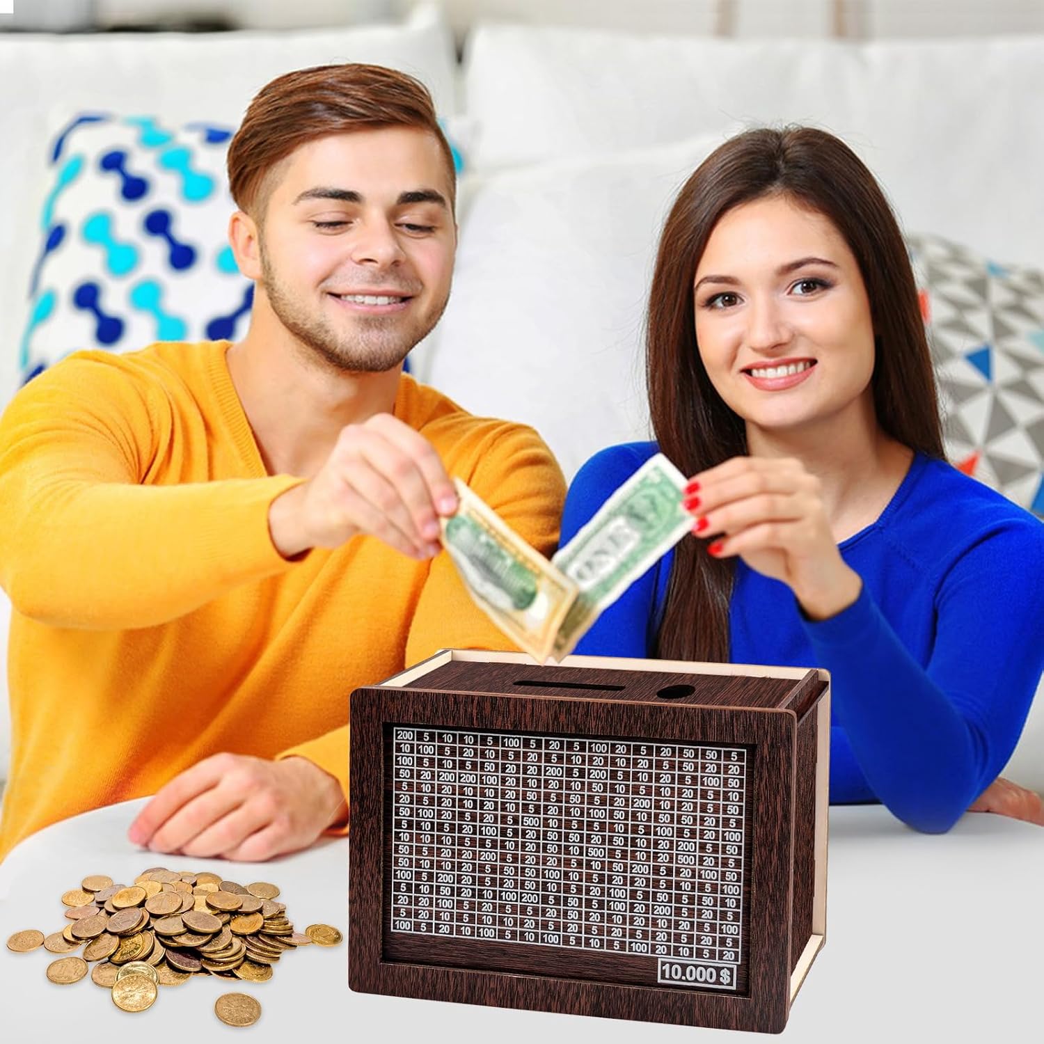 Wooden Money Box with Counter for Adults and Kids L281477