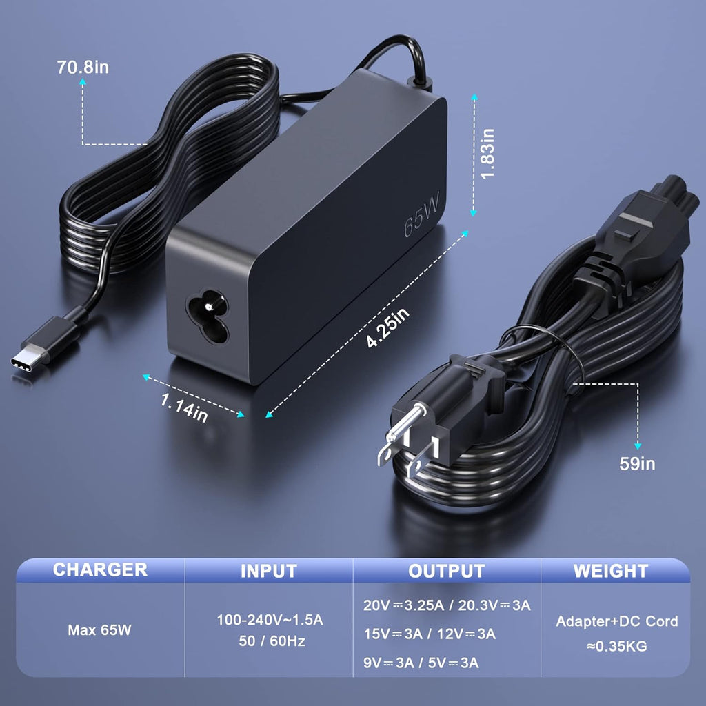 65W USB-C Laptop Charger AC Adapter Power Supply S190264
