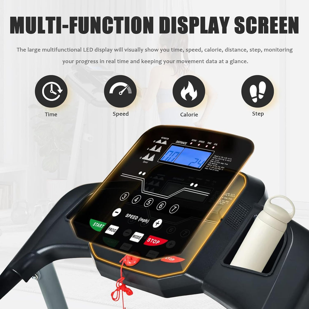 Folding Treadmill for Home Gym, Motorized Running Machine with Cup Holder Z279