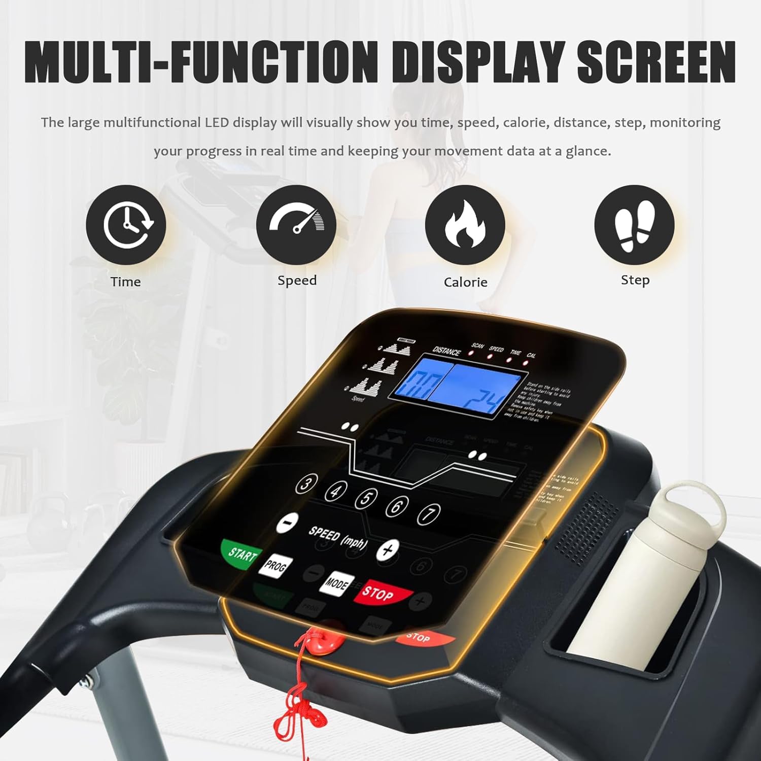 Folding Treadmill for Home Gym, Motorized Running Machine with Cup Holder Z279